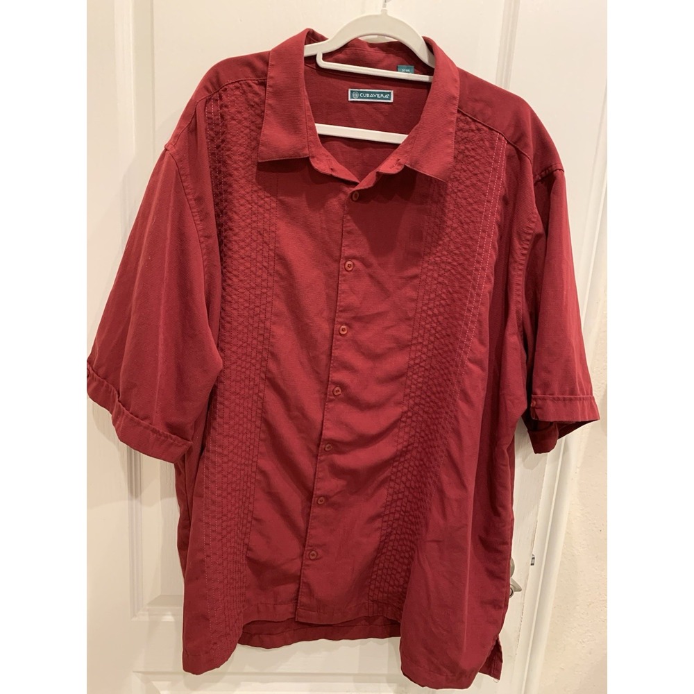 Cubavera Men's Bowling Shirt Red, Short‎ Sleeve, Button-Up, Rockabilly Sz 3XLT